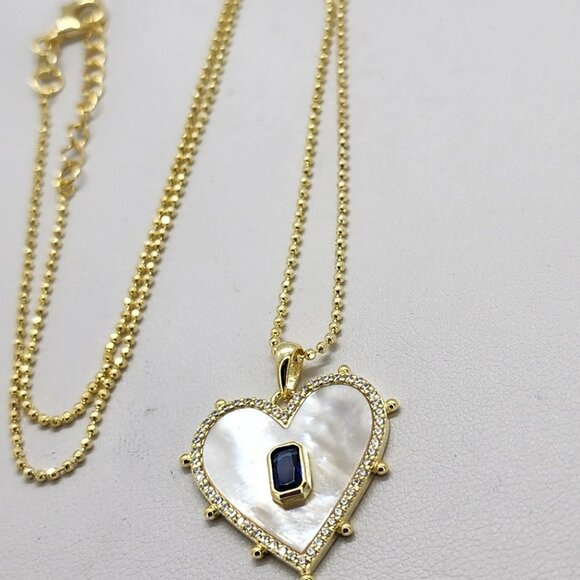 Brand New Sterling Silver 925 White Opal Blue Heart Necklace - Picture 4 of 5